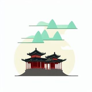 中国古代建筑插画png免抠