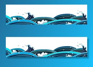 中国风国潮插画海浪波浪背景装饰浪花图案元素