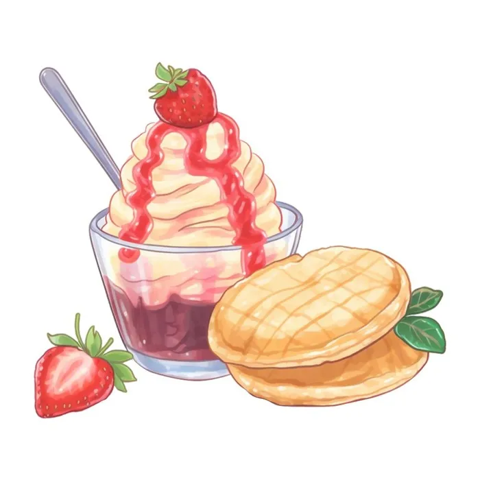冰冻雪糕美食水彩插画(1024x1024)