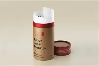 打开的盖子包装盒设计样机Open Paper Tube Mockup