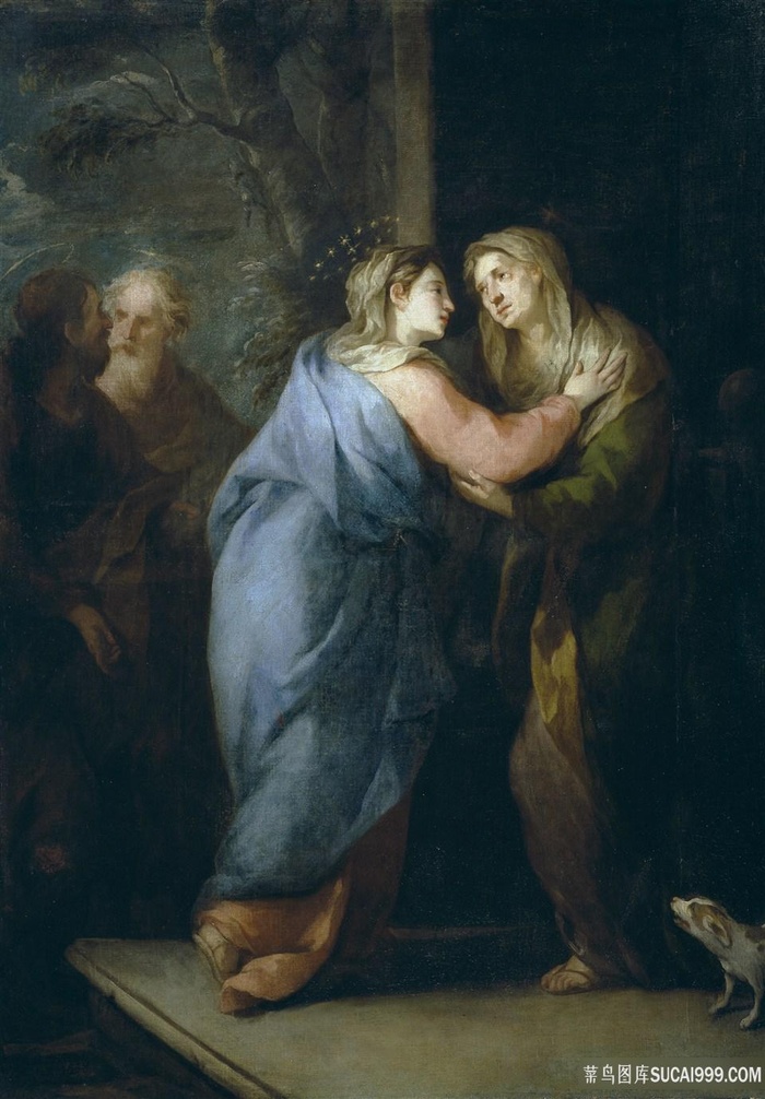 交流的两位妇人油画装饰画