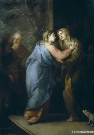 交流的两位妇人油画装饰画