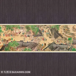 清明上河图局部图设计图片素材