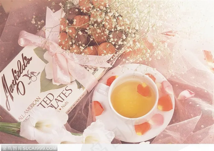 情人节物语-茶杯与玫瑰花瓣
