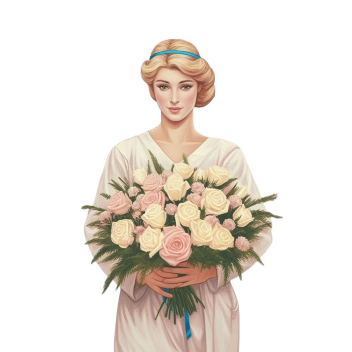 医生护士人物插画花天使免抠(1024x1024)