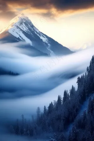 雪景树林阳光背景