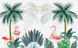 热带雨林火烈鸟背景墙
