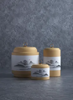 国风高档茶叶包装盒袋罐瓶LOGO标贴展示VI智能贴图样机PSD素材