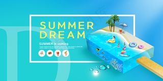 创意清新缤纷夏日夏天海报