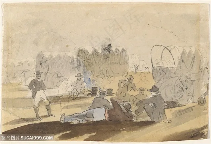 地面人物水彩油画装饰画