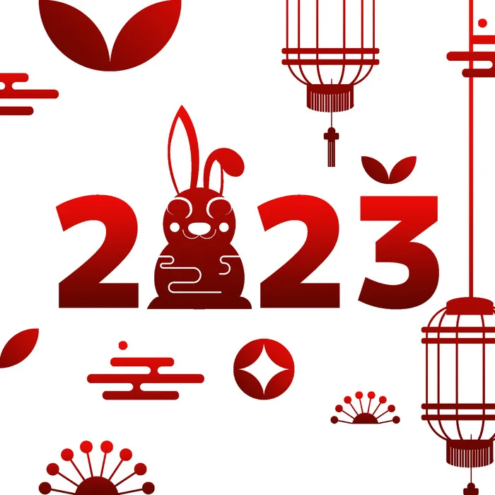 2023年兔年红色数字免抠元素psd模版下载