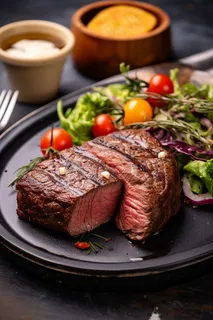 牛排铁板装盘美食摄影图