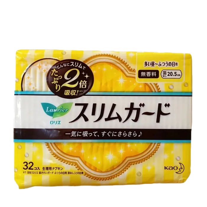 日本进口 花王／KAO乐而雅S系列 进口卫生巾 安心日用20.5cmx32片 瞬吸丝薄超市商品白底图免抠实物摄影png格式图片透明底