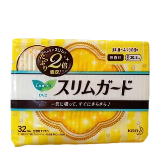 日本进口 花王／KAO乐而雅S系列 进口卫生巾 安心日用20.5cmx32片 瞬吸丝薄超市商品白底图免抠实物摄影png格式图片透明底
