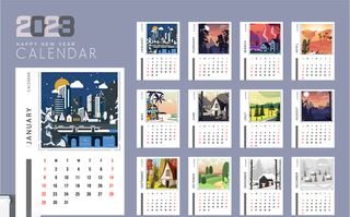 2023日历 2023年挂历 兔年日历 