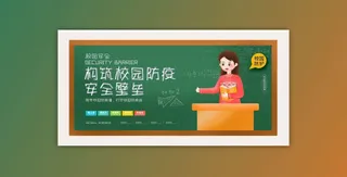 医疗学校园防疫病毒传播疫情防控宣传易拉宝设计模板海报素材