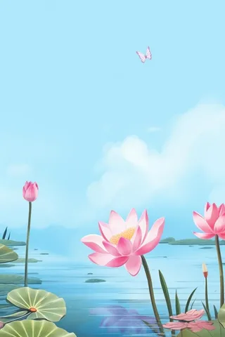 中国风清新荷花简约背景