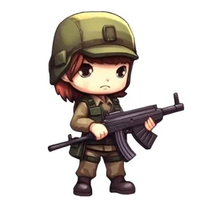 士兵军人拿着枪卡通免抠