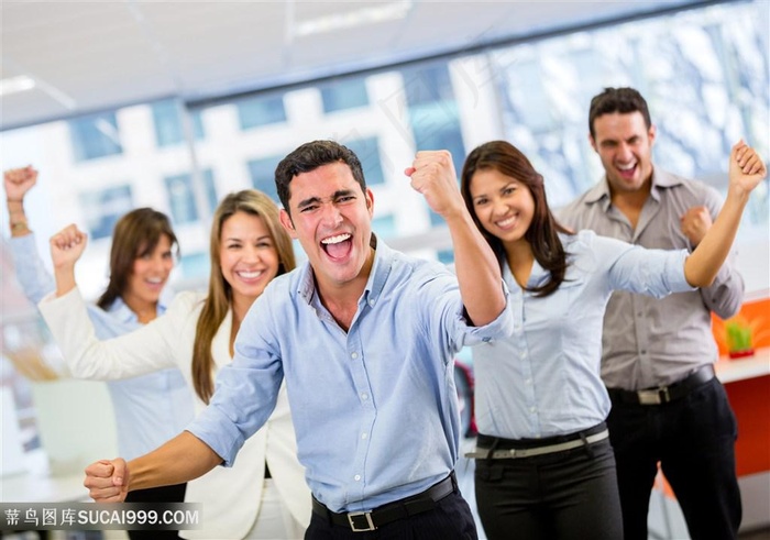 胜利庆祝商务人士