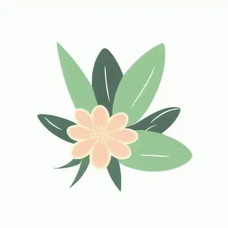 一朵花有绿叶环绕png免抠