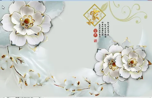 雕塑钻石花卉白色背景墙