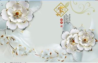 雕塑钻石花卉白色背景墙