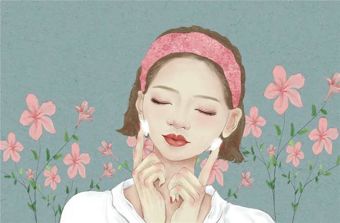 美容养颜美女插画psd模版下载