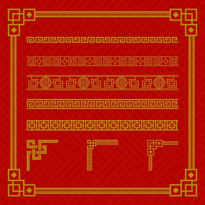 中国风新年图案花纹底纹边框祥云元素2022虎年海报AI矢量设计素材