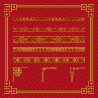 中国风新年图案花纹底纹边框祥云元素2022虎年海报AI矢量设计素材