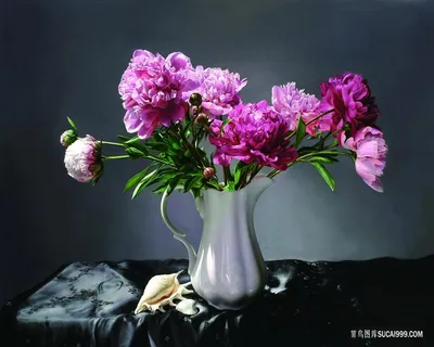 唯美高清花卉花瓶油画