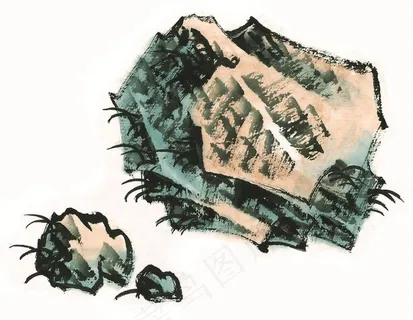 山石国画欣赏图片素材