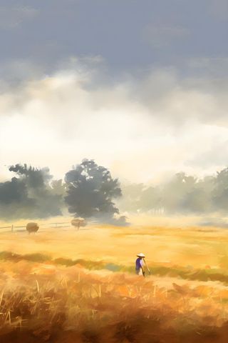 田园丰收手绘背景
