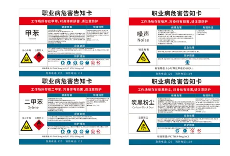 职业病危害告知卡甲苯 二甲苯 噪声 炭黑粉尘
