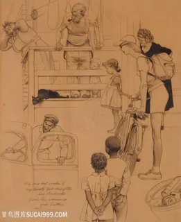 诺曼 · 洛克威尔手绘人物插画