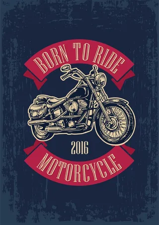 复古机车摩托 美式潮流印花