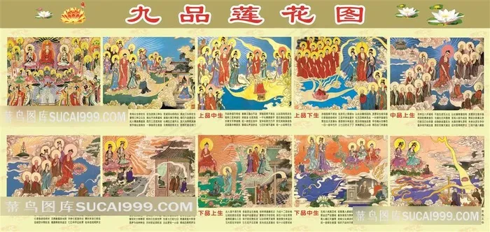 西方极乐世界九品莲花化生图(超高清)