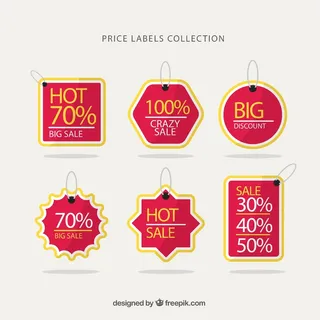 免抠红色促销标签