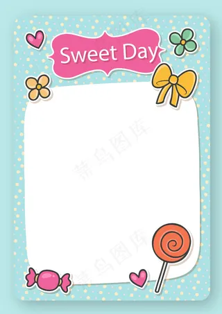 蓝色背景框卡通可爱