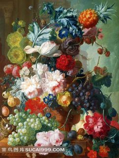 外国鲜花水果静物经典传世油画