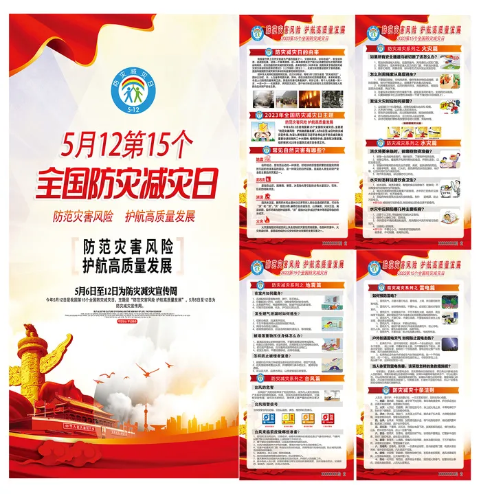 防灾减灾展板psd模版下载