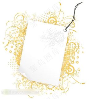 橙色花纹便签背景图片