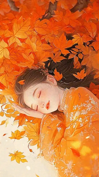 秋天秋季落叶美人，阳光落日秋叶，立秋秋分