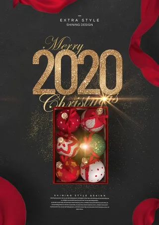 圣诞节圣诞树圣诞老人闪亮装饰电商促销折扣海报