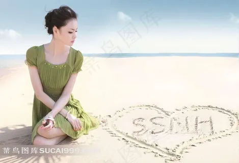 高清海边美女素材写真图片下载