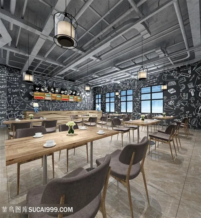 学院派咖啡馆面包店装修效果图