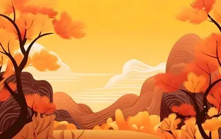 秋季森林树木金黄落叶背景