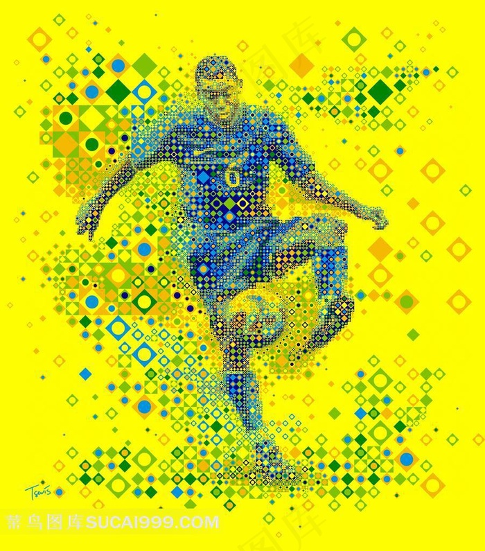 黄色背景足球奥运数码象素设计