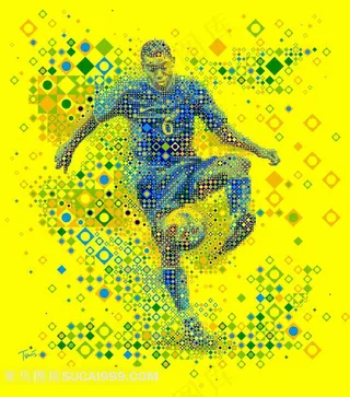 黄色背景足球奥运数码象素设计