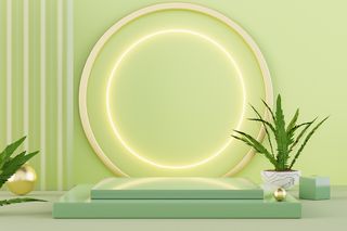 网红爆品长条图绿色植物电商展台（非企业商用）