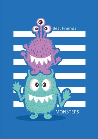 粉绿色紫色怪兽